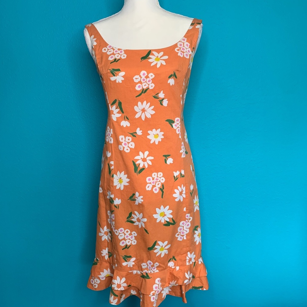 Lanz 70's Vintage Orange Floral Dress